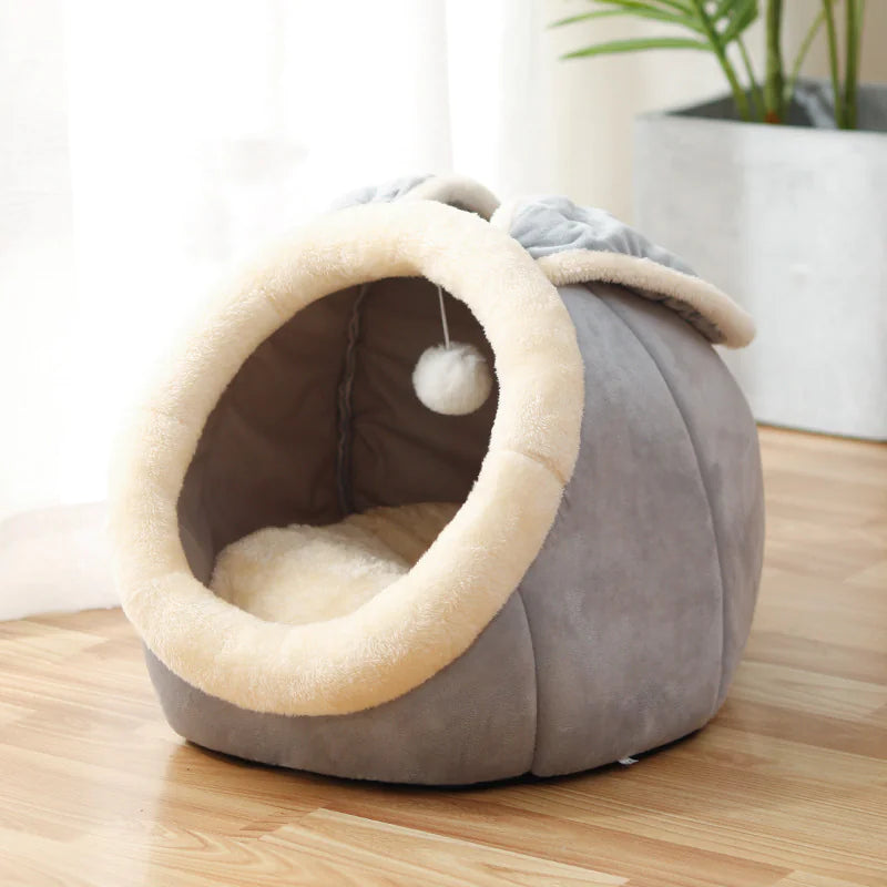 Cozy Cat Nest – Soft Plush Bed for Cats (Rabbit & Cow Design)
