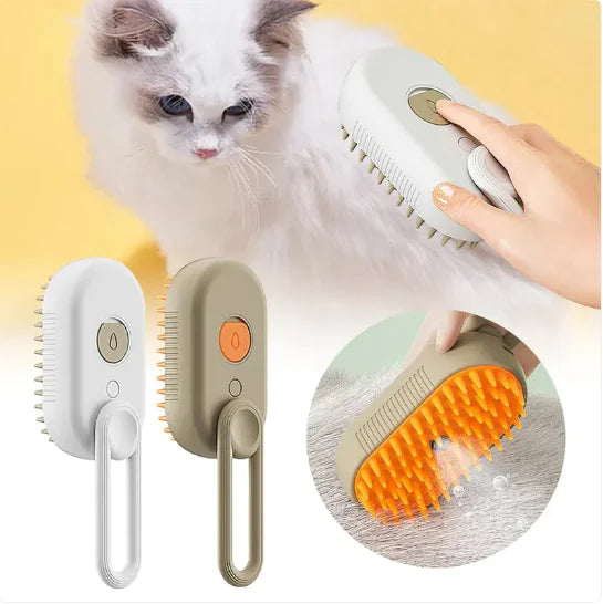 GroomMaster™ 3‑in‑1 Electric Pet Brush – Steam, Massage & Deshedding