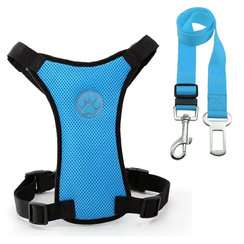 Breathable Dog Harness – Adjustable Mesh Chest Strap for Walks & Car Safety