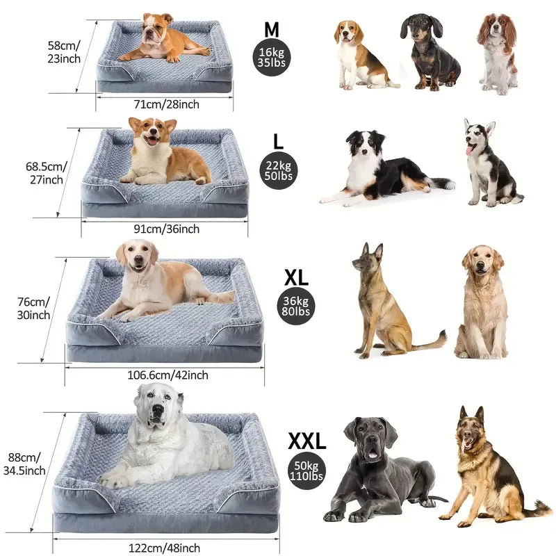 Waterproof Fabric Pet Bed – Removable & Washable Orthopedic Cushion for Dogs and Cats