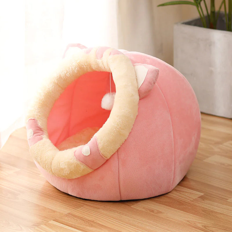 Cozy Cat Nest – Soft Plush Bed for Cats (Rabbit & Cow Design)