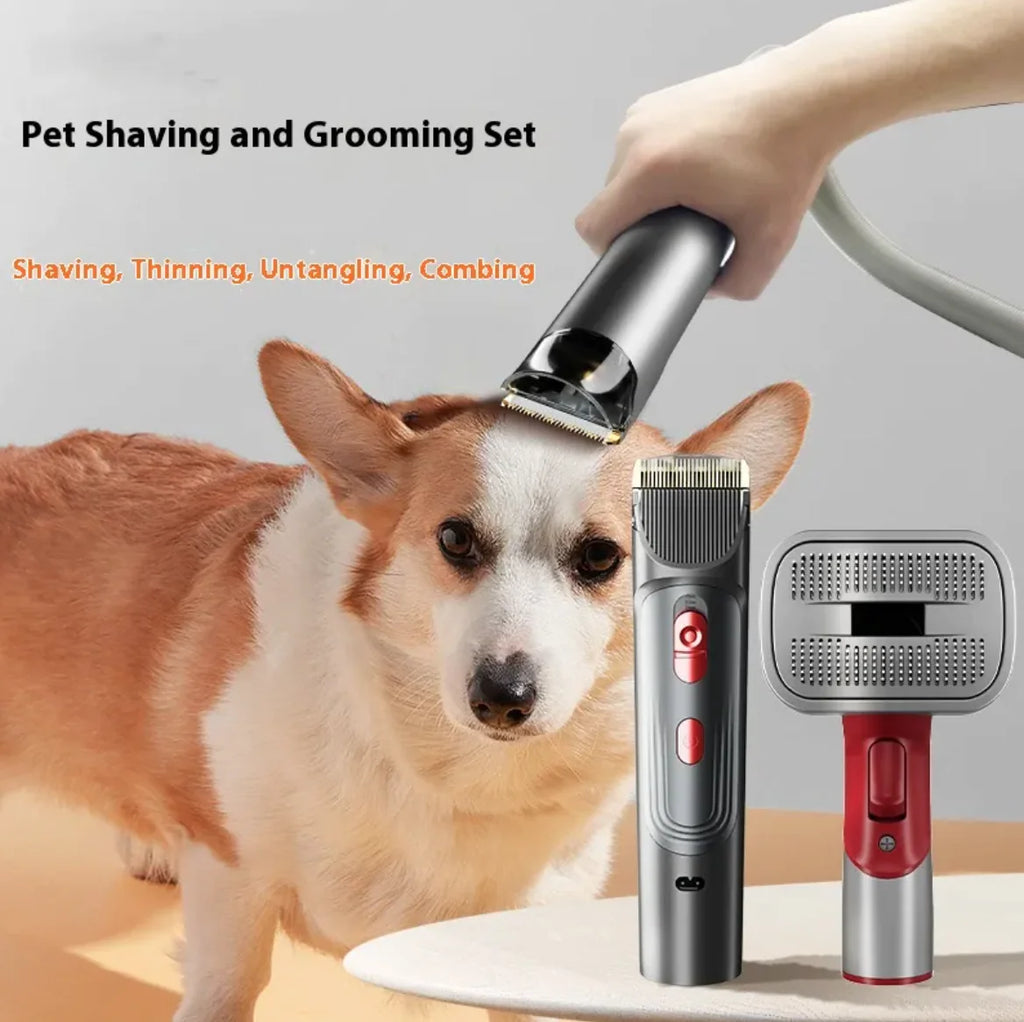 Full Series Pet Shaver Comb Kit with Hair Suction Head – Professional Grooming Set for Dogs & Cats