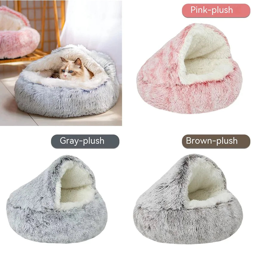🐶 Cozy Nest Semi-Closed Pet Bed for Cats and Small Dogs