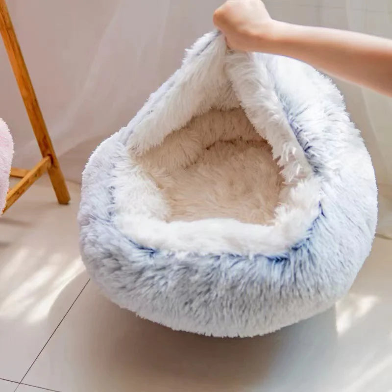 🐶 Cozy Nest Semi-Closed Pet Bed for Cats and Small Dogs